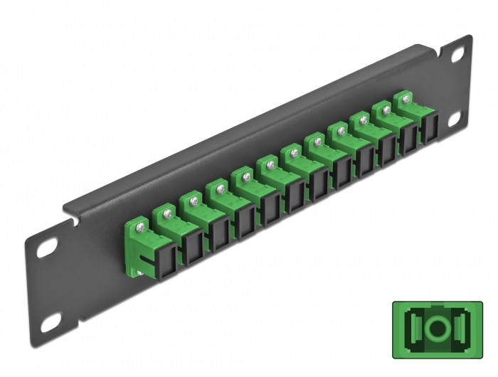 Delock 66761 10" SC Simplex 1U 12 portos fekete-zöld üvegszálas patch panel