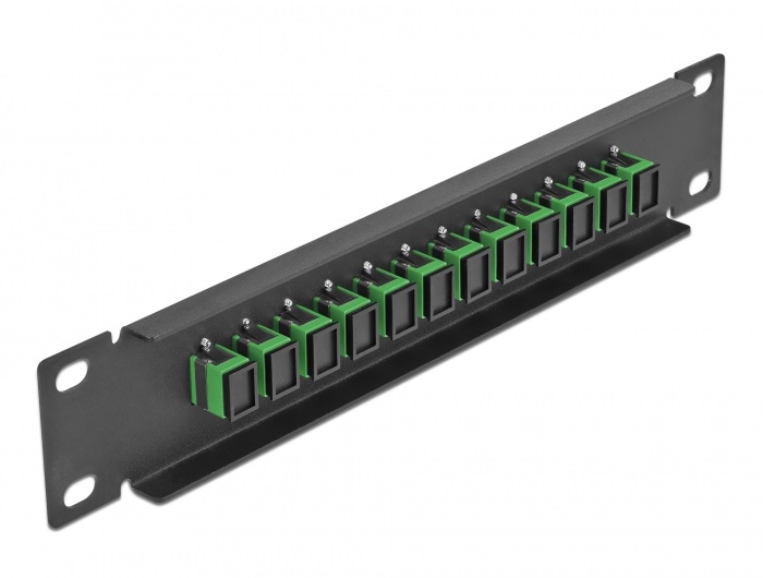 Delock 66761 10" SC Simplex 1U 12 portos fekete-zöld üvegszálas patch panel