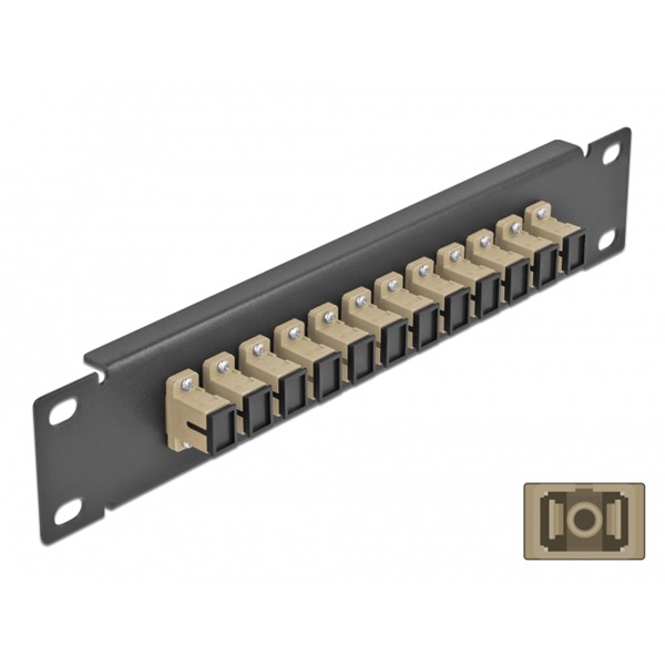 Delock 66762 10" SC Simplex 1U 12 portos fekete-bézs üvegszálas patch panel