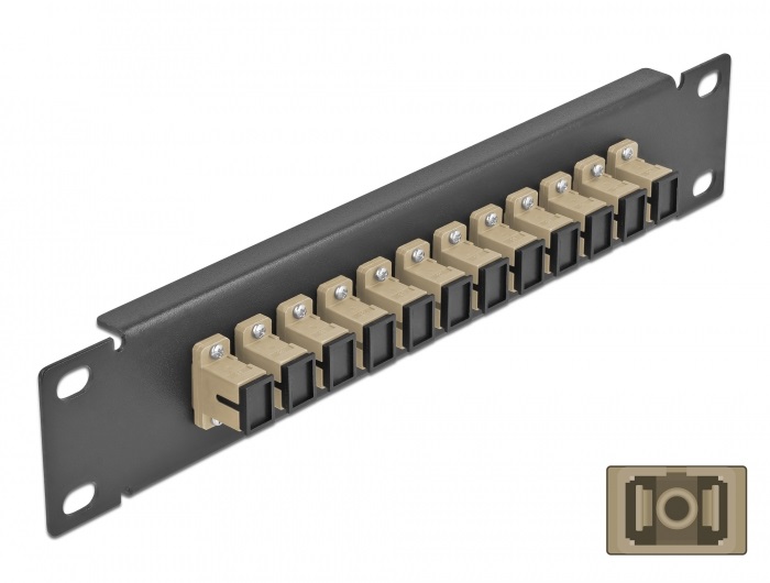 Delock 66762 10" SC Simplex 1U 12 portos fekete-bézs üvegszálas patch panel
