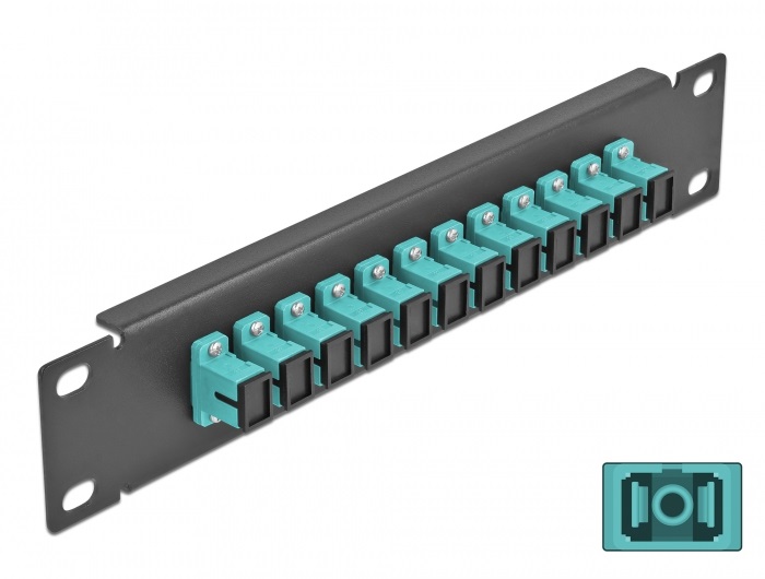 Delock 66763 10" SC Simplex 1U 12 portos fekete-vízkék üvegszálas patch panel
