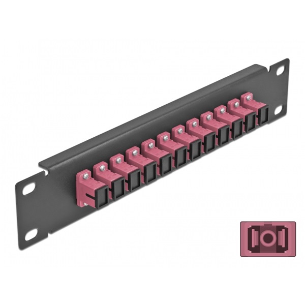 Delock 66764 10" SC Simplex 1U 12 portos fekete-ibolya üvegszálas patch panel