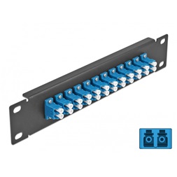 Delock 66765 10" LC Duplex 1U 12 portos fekete-kék üvegszálas patch panel