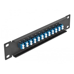 Delock 66765 10" LC Duplex 1U 12 portos fekete-kék üvegszálas patch panel