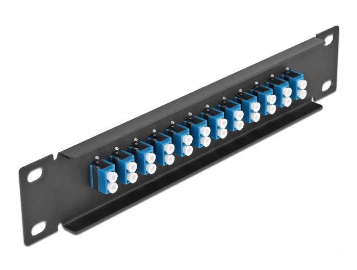 Delock 66765 10" LC Duplex 1U 12 portos fekete-kék üvegszálas patch panel