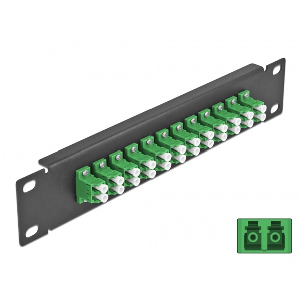 Delock 66766 10" LC Duplex 1U 12 portos fekete-zöld üvegszálas patch panel