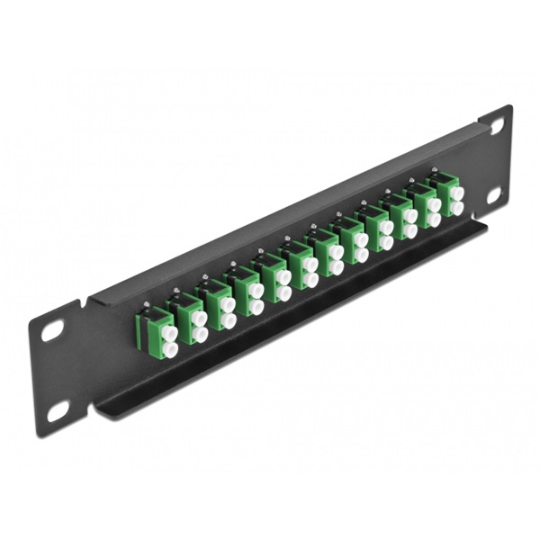 Delock 66766 10" LC Duplex 1U 12 portos fekete-zöld üvegszálas patch panel