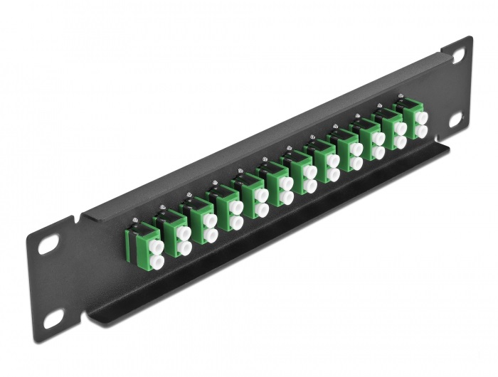 Delock 66766 10" LC Duplex 1U 12 portos fekete-zöld üvegszálas patch panel