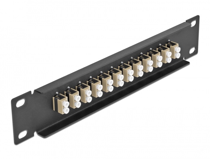 Delock 66767 10" LC Duplex 1U 12 portos fekete-bézs üvegszálas patch panel