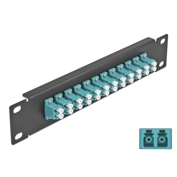 Delock 66768 10" LC Duplex 1U 12 portos fekete-vízkék üvegszálas patch panel