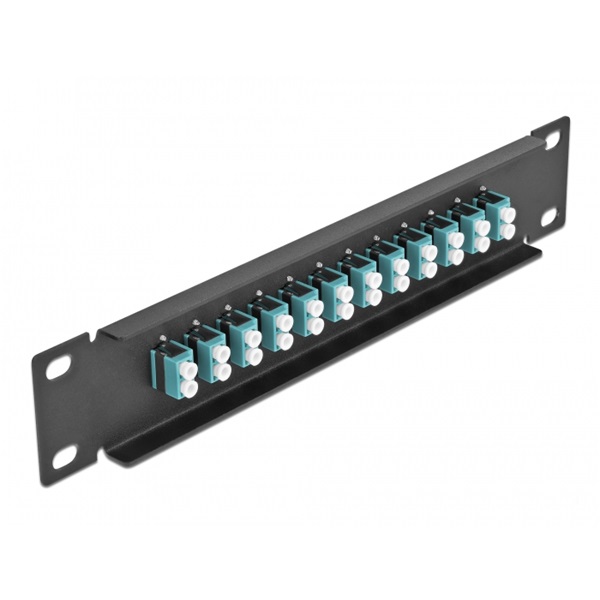 Delock 66768 10" LC Duplex 1U 12 portos fekete-vízkék üvegszálas patch panel