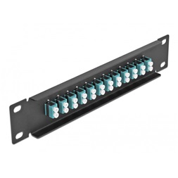 Delock 66768 10" LC Duplex 1U 12 portos fekete-vízkék üvegszálas patch panel