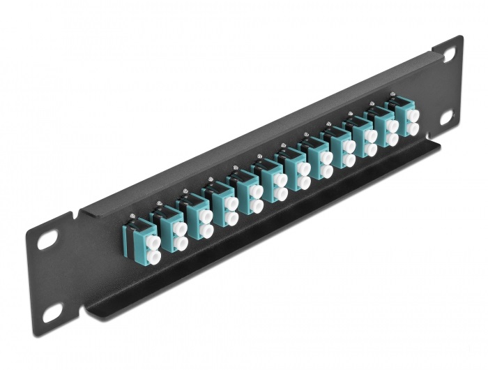 Delock 66768 10" LC Duplex 1U 12 portos fekete-vízkék üvegszálas patch panel