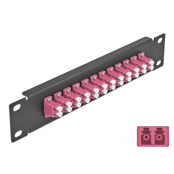 Delock 66769 10" LC Duplex 1U 12 portos fekete-ibolya üvegszálas patch panel