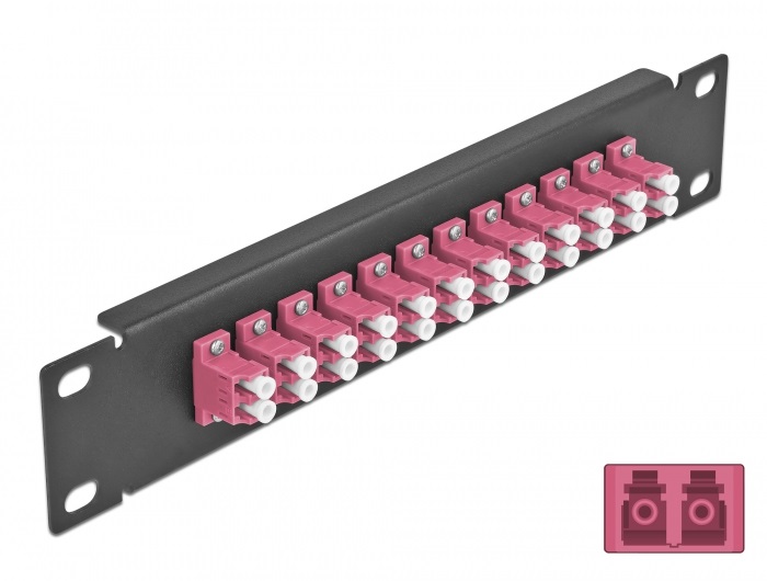 Delock 66769 10" LC Duplex 1U 12 portos fekete-ibolya üvegszálas patch panel