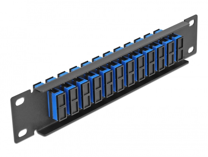 Delock 66771 10" SC Duplex 1U 12 portos fekete-kék üvegszálas patch panel