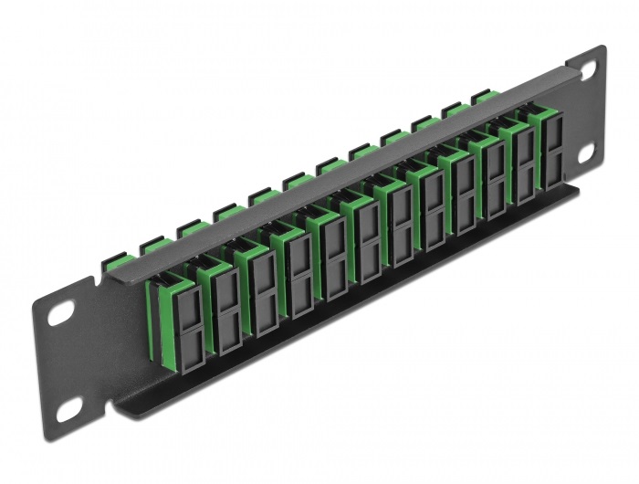 Delock 66772 10" SC Duplex 1U 12 portos fekete-zöld üvegszálas patch panel