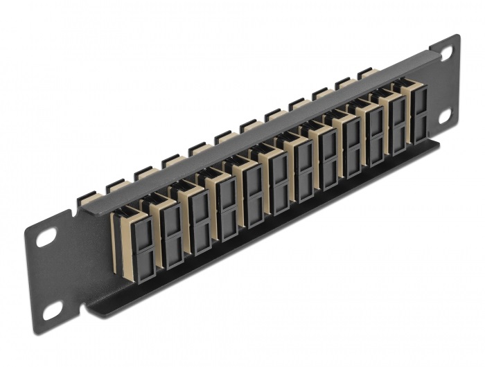 Delock 66773 10" SC Duplex 1U 12 portos fekete-bézs üvegszálas patch panel