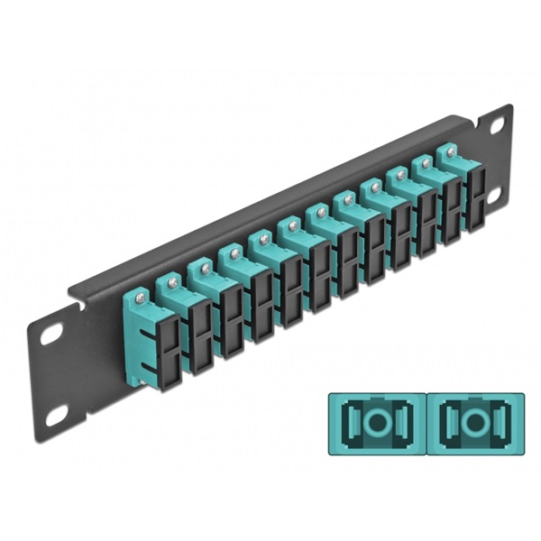 Delock 66774 10" SC Duplex 1U 12 portos fekete-vízkék üvegszálas patch panel
