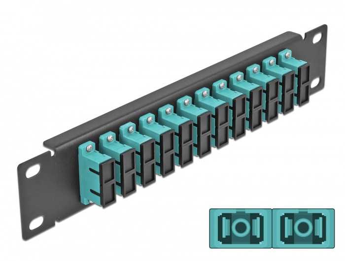 Delock 66774 10" SC Duplex 1U 12 portos fekete-vízkék üvegszálas patch panel