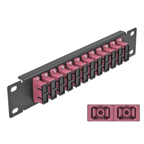 Delock 66775 10" SC Duplex 1U 12 portos fekete-ibolya üvegszálas patch panel
