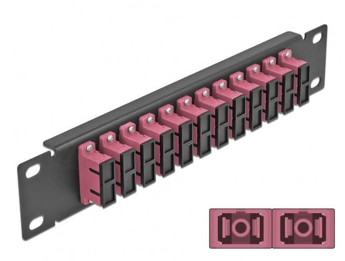 Delock 66775 10" SC Duplex 1U 12 portos fekete-ibolya üvegszálas patch panel