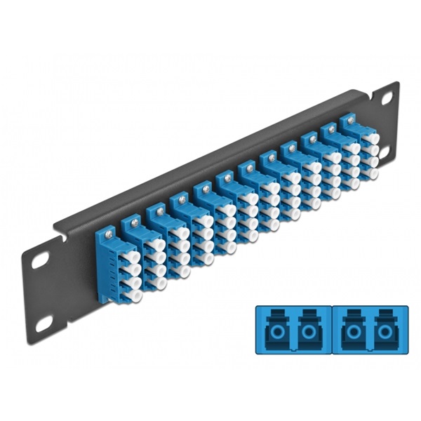 Delock 66776 10" LC Quad 1U 12 portos fekete-kék üvegszálas patch panel
