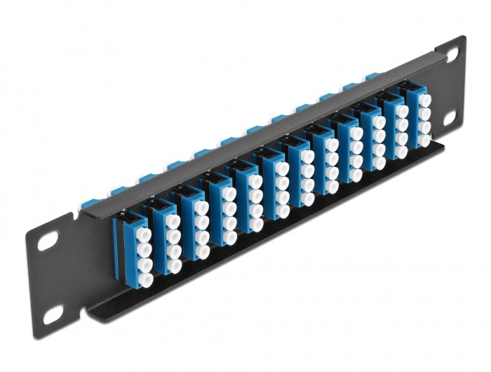Delock 66776 10" LC Quad 1U 12 portos fekete-kék üvegszálas patch panel