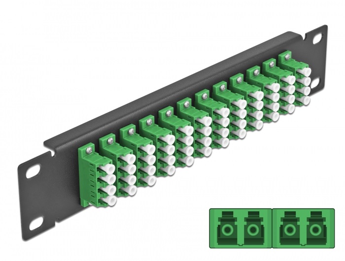 Delock 66777 10" LC Quad 1U 12 portos fekete-zöld üvegszálas patch panel