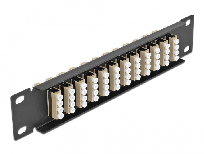 Delock 66778 10" LC Quad 1U 12 portos fekete-bézs üvegszálas patch panel
