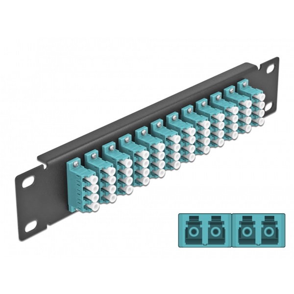 Delock 66779 10" LC Quad 1U 12 portos fekete-vízkék üvegszálas patch panel