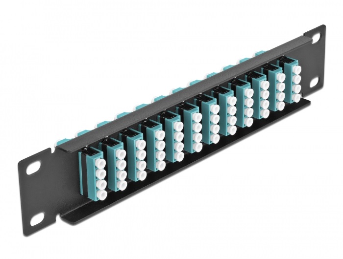 Delock 66779 10" LC Quad 1U 12 portos fekete-vízkék üvegszálas patch panel