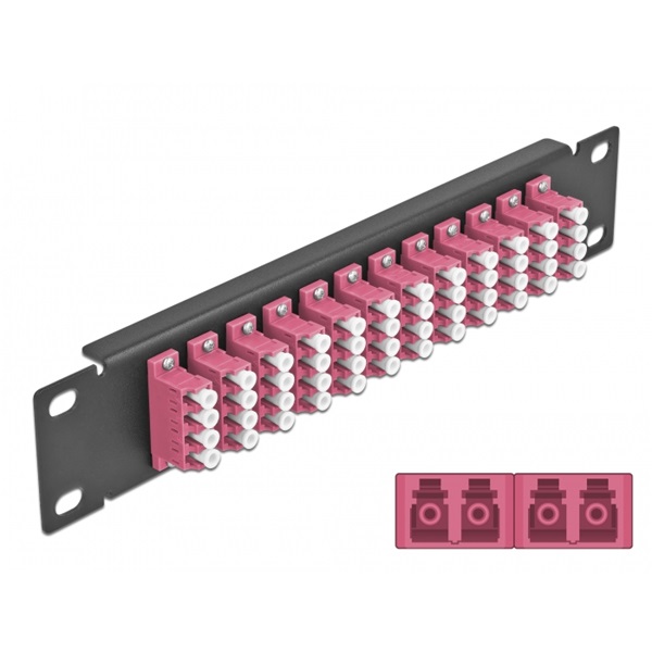 Delock 66780 10" LC Quad 1U 12 portos fekete-ibolya üvegszálas patch panel
