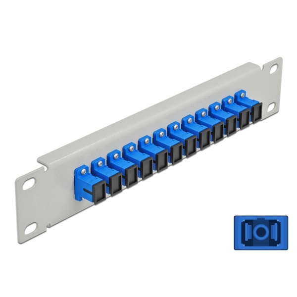 Delock 66781 10" SC Simplex 1U 12 portos szürke-kék üvegszálas patch panel