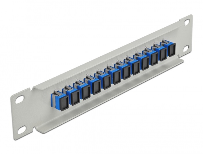 Delock 66781 10" SC Simplex 1U 12 portos szürke-kék üvegszálas patch panel