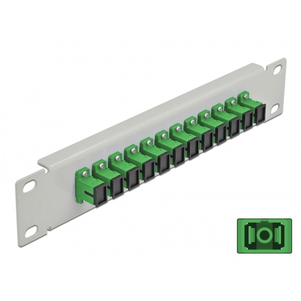 Delock 66782 10" SC Simplex 1U 12 portos szürke-zöld üvegszálas patch panel