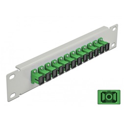 Delock 66782 10" SC Simplex 1U 12 portos szürke-zöld üvegszálas patch panel