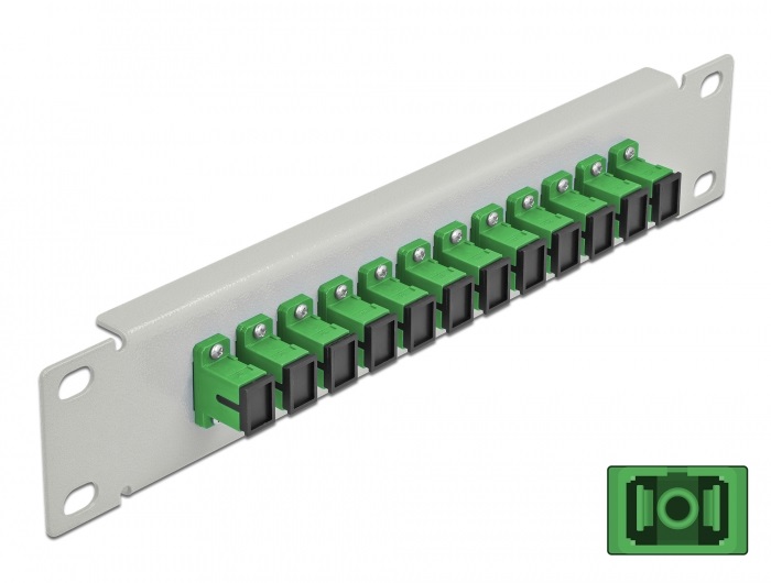 Delock 66782 10" SC Simplex 1U 12 portos szürke-zöld üvegszálas patch panel