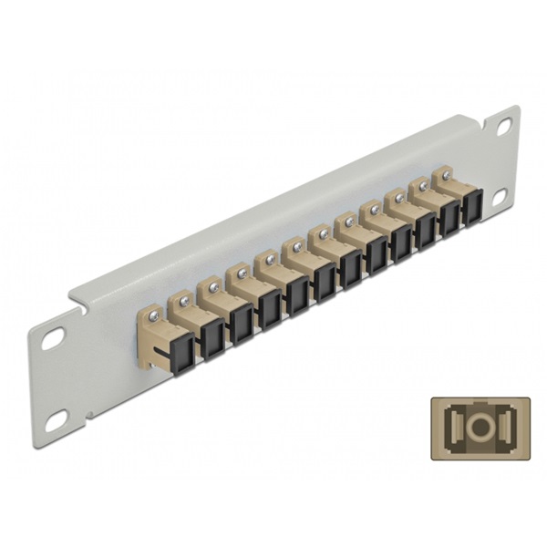 Delock 66783 10" SC Simplex 1U 12 portos szürke-bézs üvegszálas patch panel