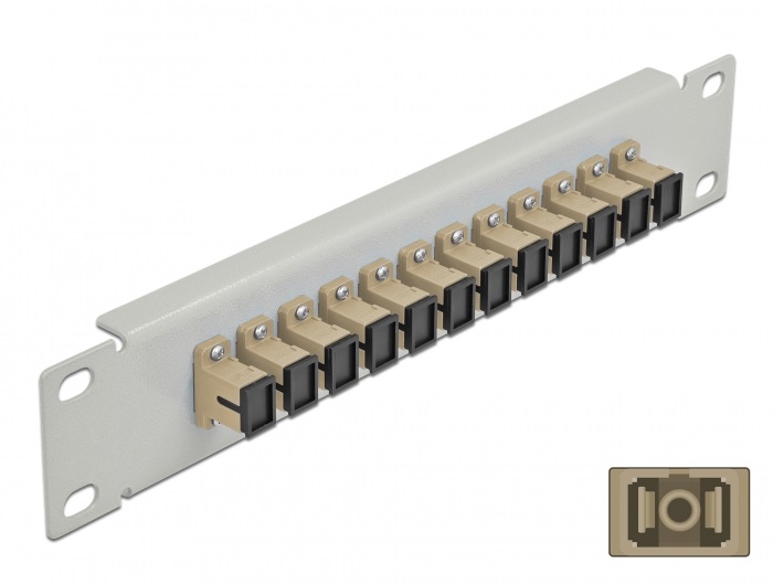 Delock 66783 10" SC Simplex 1U 12 portos szürke-bézs üvegszálas patch panel