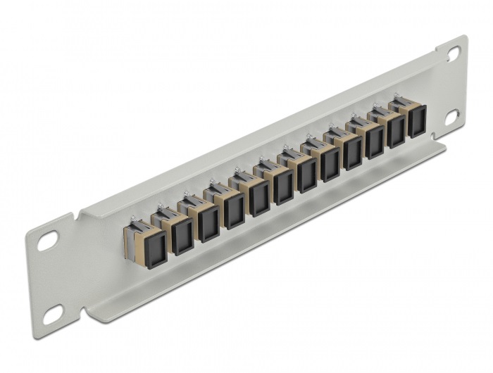 Delock 66783 10" SC Simplex 1U 12 portos szürke-bézs üvegszálas patch panel