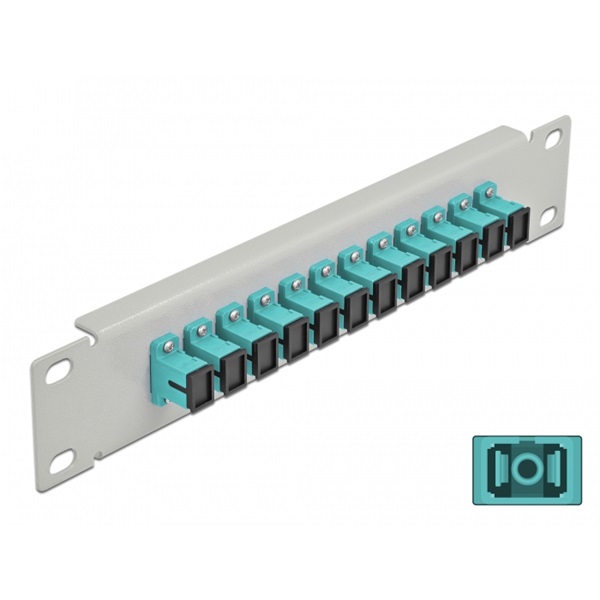 Delock 66784 10" SC Simplex 1U 12 portos szürke-vízkék üvegszálas patch panel