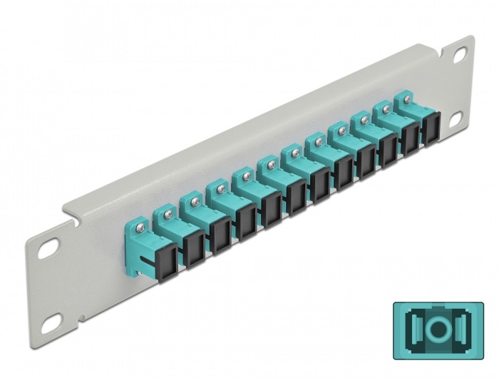 Delock 66784 10" SC Simplex 1U 12 portos szürke-vízkék üvegszálas patch panel