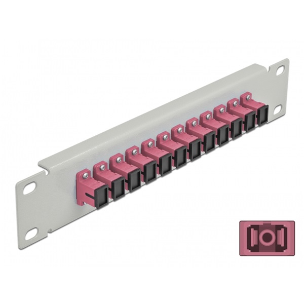 Delock 66785 10" SC Simplex 1U 12 portos szürke-ibolya üvegszálas patch panel
