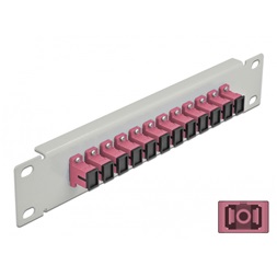 Delock 66785 10" SC Simplex 1U 12 portos szürke-ibolya üvegszálas patch panel