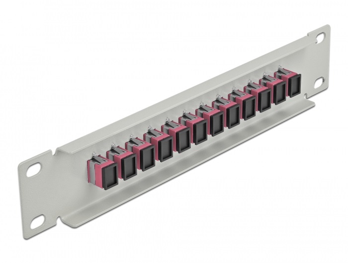Delock 66785 10" SC Simplex 1U 12 portos szürke-ibolya üvegszálas patch panel