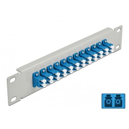 Delock 66786 10" LC Duplex 1U 12 portos szürke-kék üvegszálas patch panel