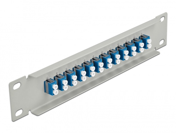 Delock 66786 10" LC Duplex 1U 12 portos szürke-kék üvegszálas patch panel