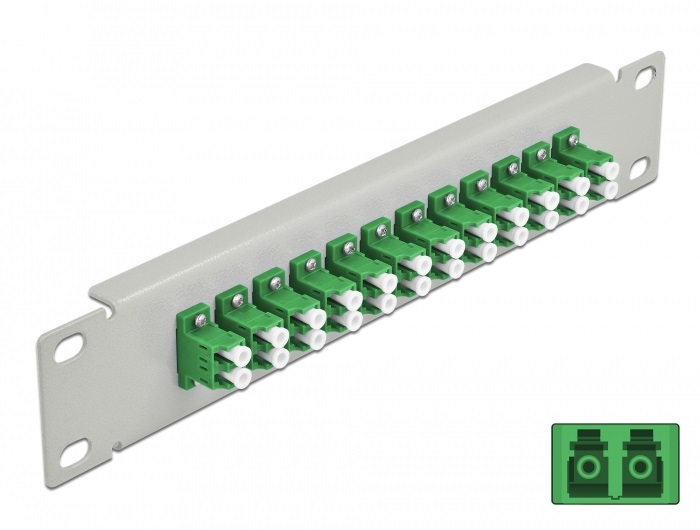 Delock 66787 10" LC Duplex 1U 12 portos szürke-zöld üvegszálas patch panel
