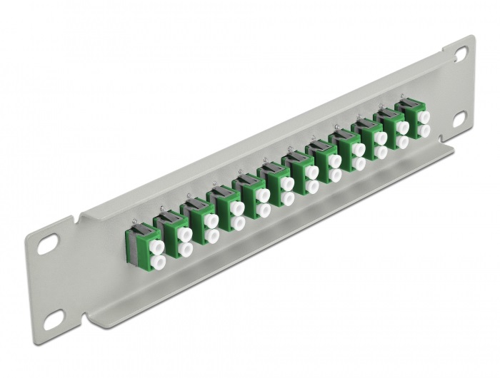 Delock 66787 10" LC Duplex 1U 12 portos szürke-zöld üvegszálas patch panel
